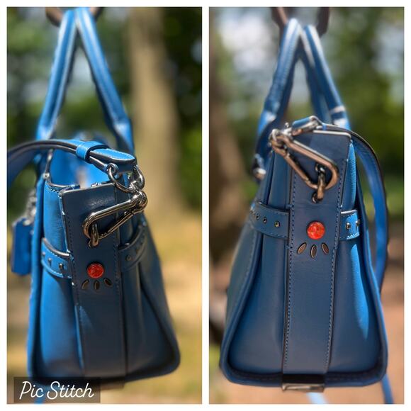 RARE $695 COACH Swagger 27 embellished Canyon Quilt leather w/COA & Dustbag - Picture 7 of 17